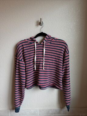 AMERICAN EAGLE Striped Crop Hoodie Ahh-Mazingly Soft Sweatshirt